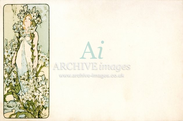Alphonse Mucha, Classical Girl Flowers C FG