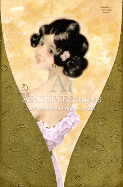 Raphael Kirchner, Wine Glass Shape, Girl A FG