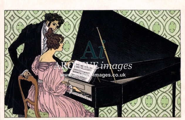 Artist unknown, Girl At Piano FG