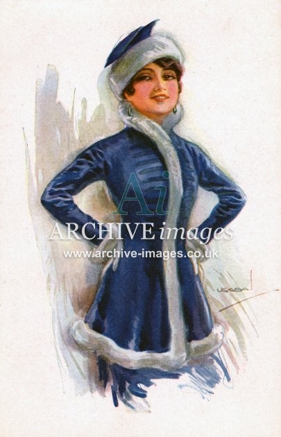 Usabal, Girl In Blue Coat & Hat Fur Trim FG