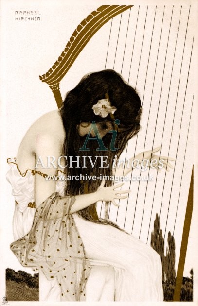 Raphael Kirchner, Girl Playing Harp V FG