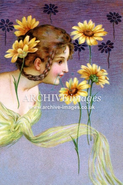 Artist unknown, Girl With Poppies FG