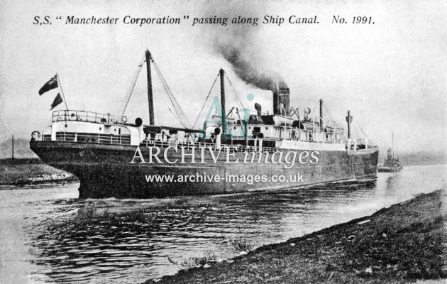 Manchester Ship Canal, SS Manchester Corporation on Ship Canal c1905