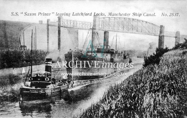 Manchester Ship Canal, SS Saxon Prince at Latchford Bridge c1905