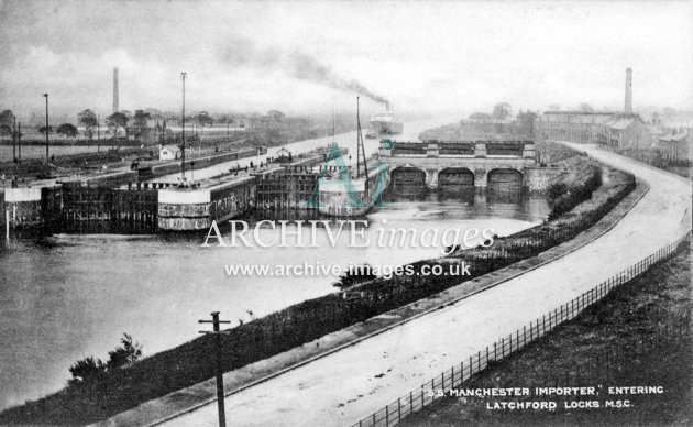Manchester Ship Canal, SS Manchester Importer at Latchford Locks c1905