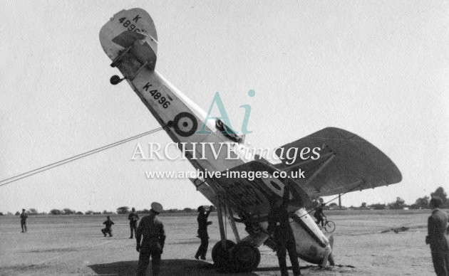 RAF Biplane K4896 Upended c1930