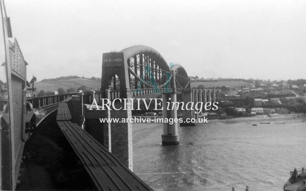 Saltash Royal Albert Bridge from train c1930