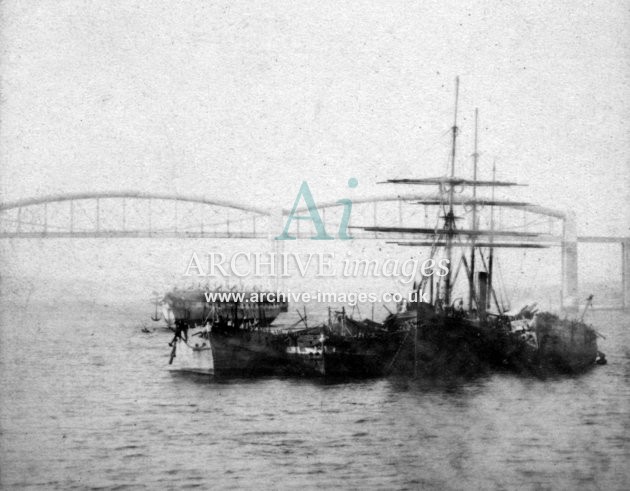 Saltash, Royal Albert Bridge From River Tamar c1875