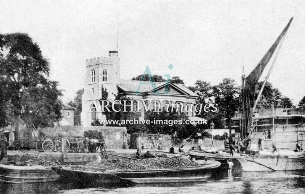 River Thames, Barges at Twickenham c1908