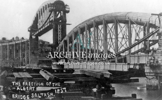 Saltash, Royal Albert Bridge Construction 1857