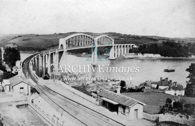 Saltash Railway Station & Royal Albert Bridge c1870