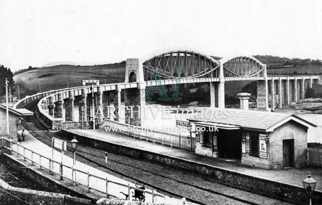 Saltash Railway Station & Royal Albert Bridge c1870