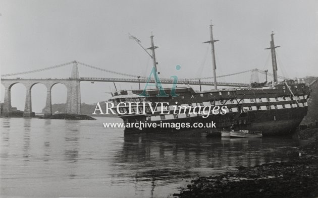 HMS Conway aground in Menai Straits