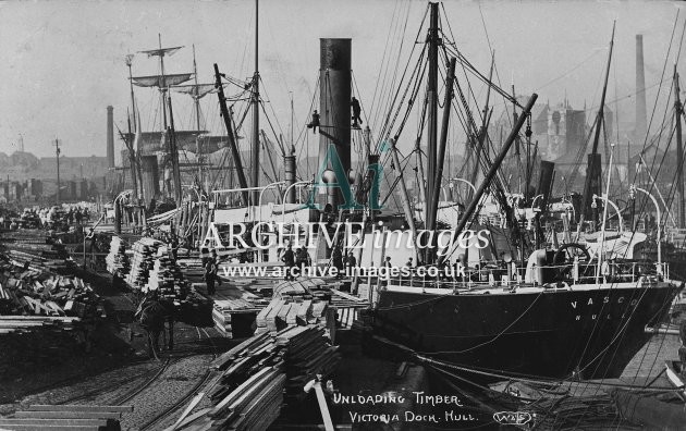 Hull Docks, Unloading Timber c1908 MD