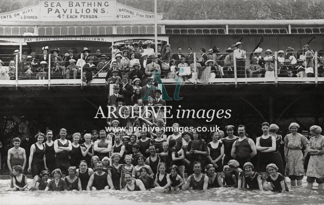 Seaside Pier & Bathers c1920s MD
