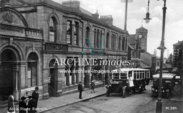 Redruth, Alma Place & Buses c1930