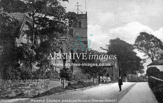 Marple Church & Alms Houses c1904