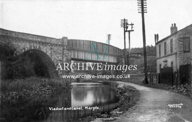 Marple Peak Forest Canal & Railway Viaduct c1908