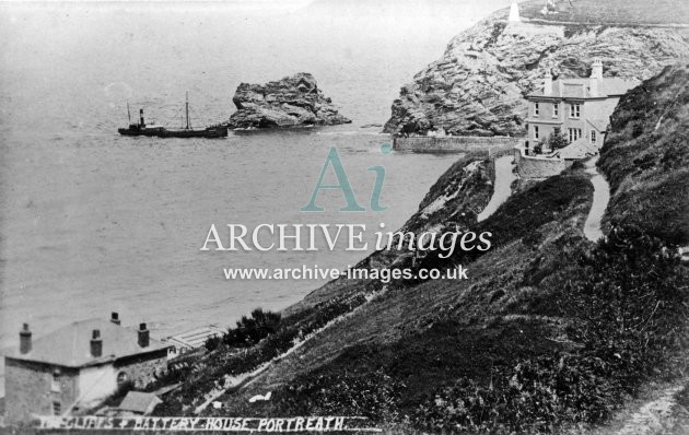 Portreath, Battery House & Cliffs c1908