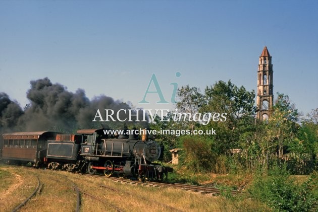 Cuba Railways, No 1517 & temple c2001