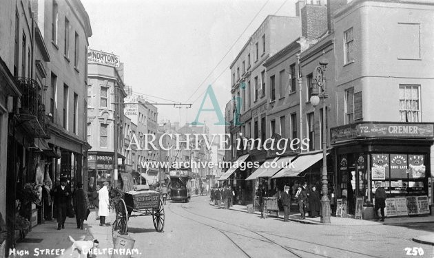 Cheltenham High St & Tram No. 8 c1906