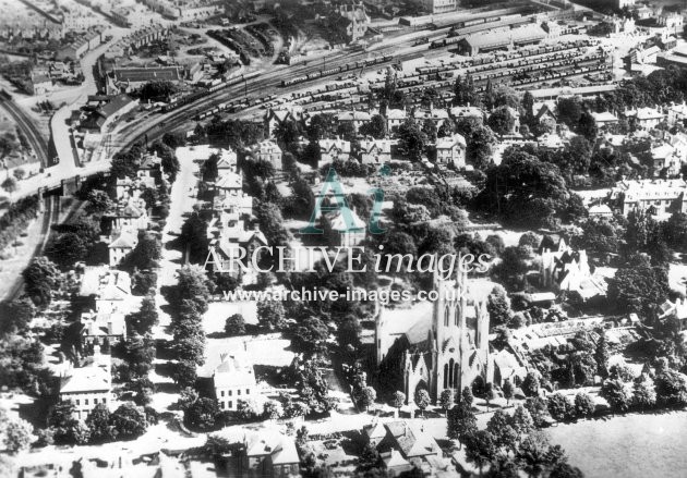 Cheltenham, Christ Church & St James Station Aerial c1930
