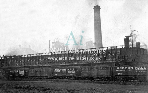 Ackton Hall Colliery A coke ovens PO wagons c1918 JR