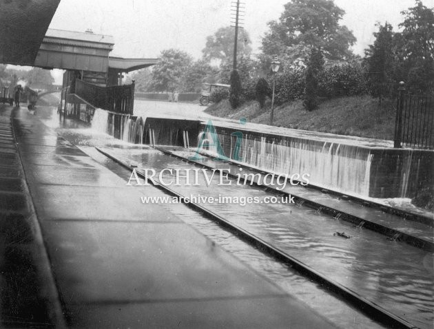 Cheltenham Malvern Road Railway Station Floods c1906