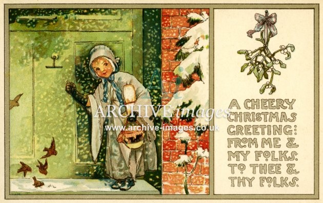 Unknown arist, Christmas Greetings Girl