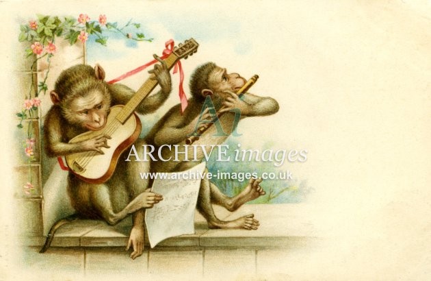 Unknown artist, Monkey Duet, Guitar & Flute