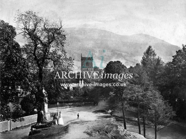 Church Stretton, view to Church c1860