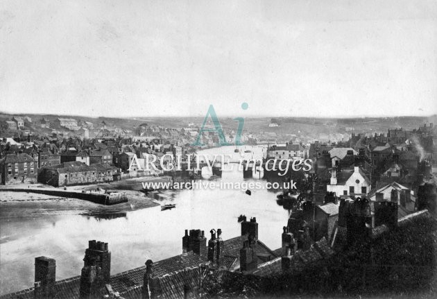 Whitby Harbour & Town Bridge c1865