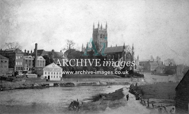 Worcester Distillery & Cathedral c1860