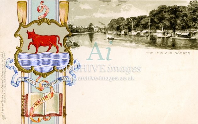 Tuck Heraldic 969, Oxford, Isis & Barges FG