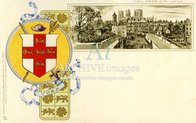 Tuck Heraldic 942, York from City Walls FG