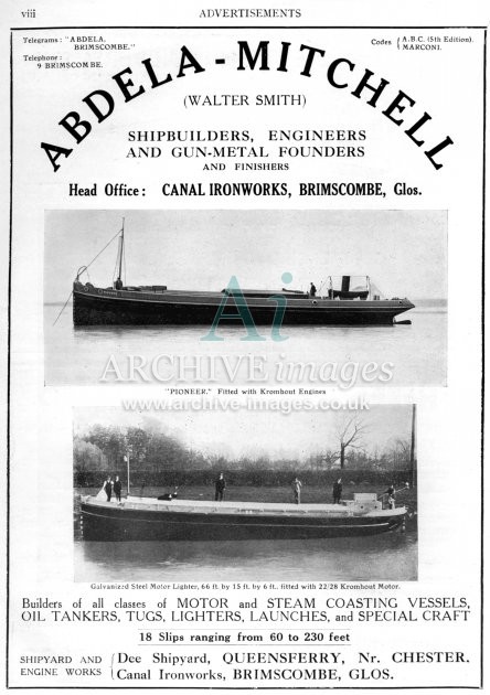 Thames & Severn Canal, Brimscombe, Abdela & Mitchell Boat Builders Advert 1929