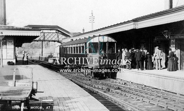 Stroud GWR Railway Station & Railmotor No. 5 c1905