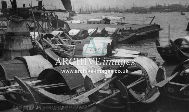 Shanghai Sampans in Wangpoo River c1935 MD