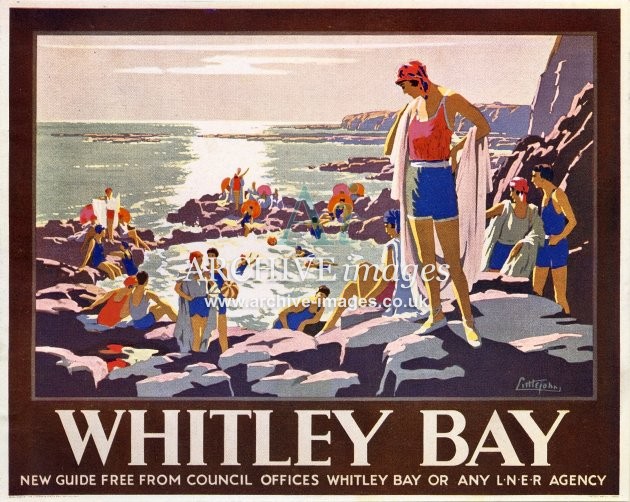 Whitley Bay LNER Railway Poster Ad 1930s