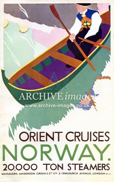 Norway  Orient Cruises Poster Advert 1930s