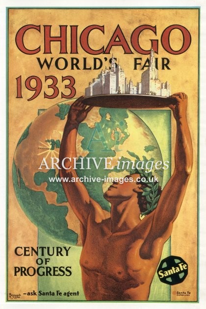 Santa Fe Railroad Poster 1933 Chicago World's Fair