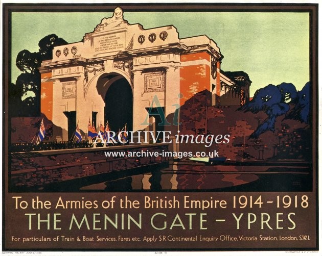Ypres Menin Gate Southern Railway Poster Type Advert 1930s