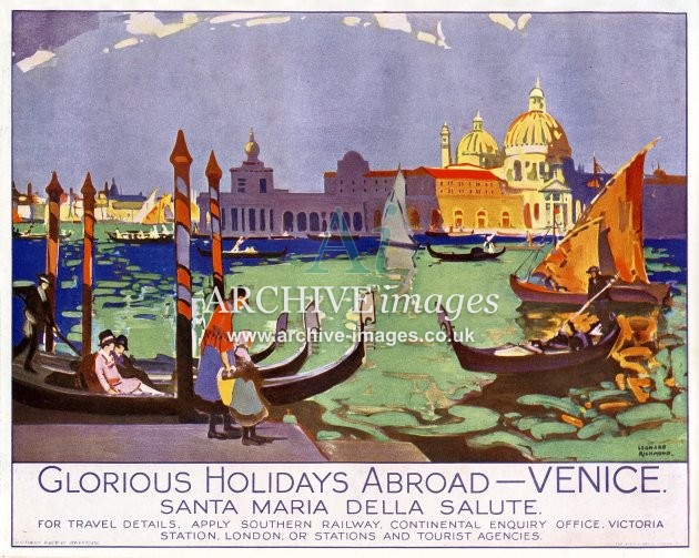 Venice Holidays Southern Railway Poster Type Advert 1930s