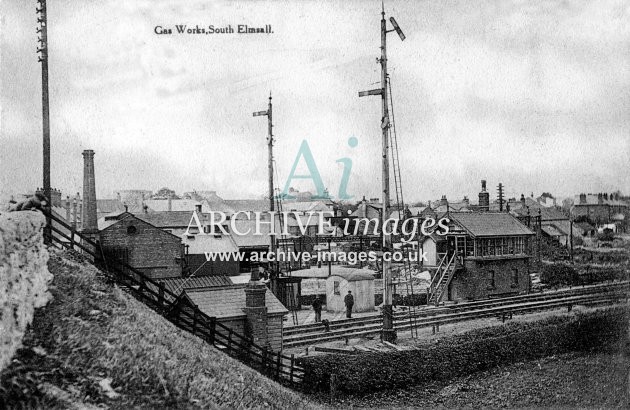 South Elmsall Jct Signal Box GNR & gas works JR