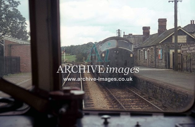 Bishops Nympton & Molland station, DMU crossing Parcels train