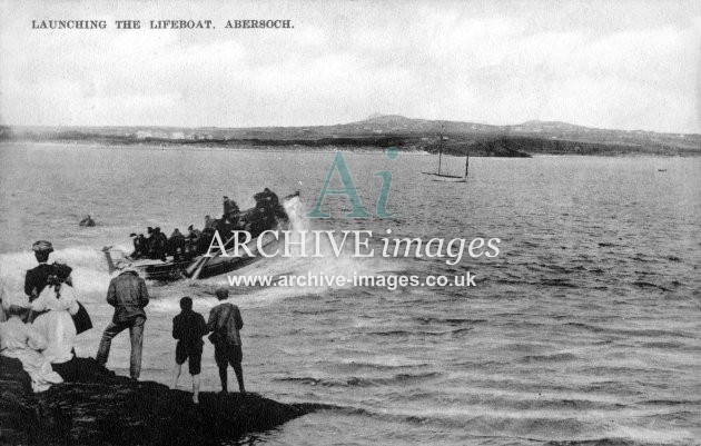 Abersoch lifeboat, launching c1908