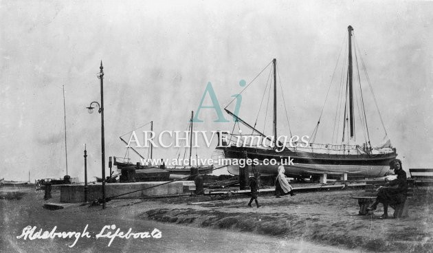 Aldeburgh lifeboats on the beach c1910