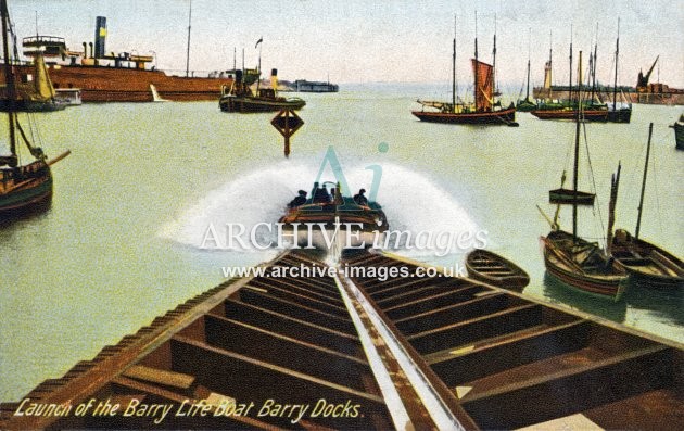 Barry Docks, lifeboat launch c1905