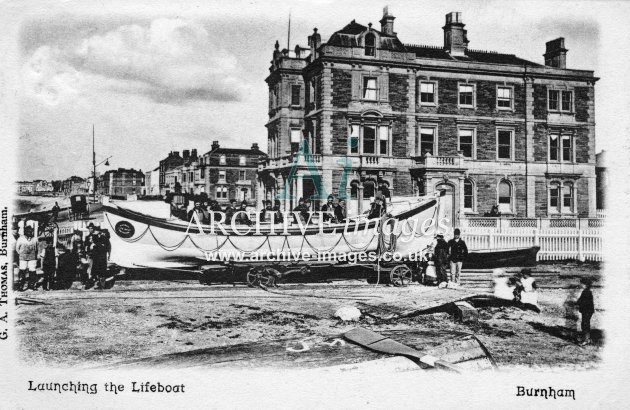 Burnham on Sea, launching lifeboat c1900