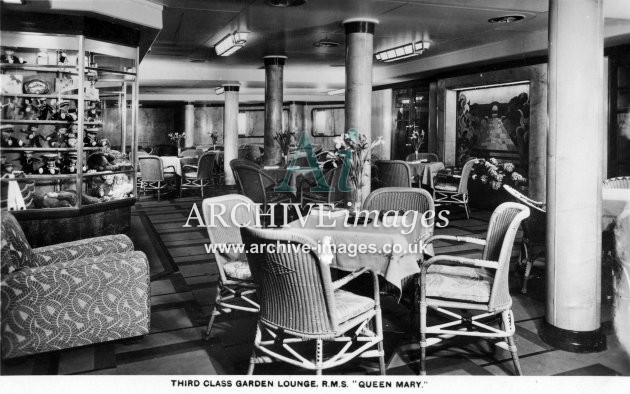 RMS Queen Mary, 3rd class garden lounge